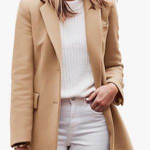 Zwurew Women's Notched Lapel Collar Single Breasted Pea Coat